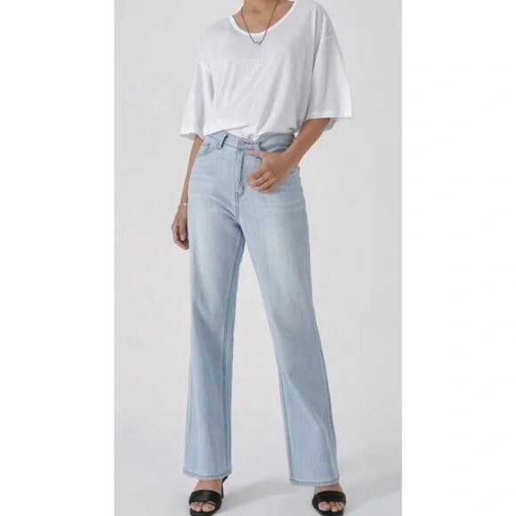 FM2050 Ren Wide Leg Whitewashed High Rise  Denim Jeans Medium - Picture 1 of 9